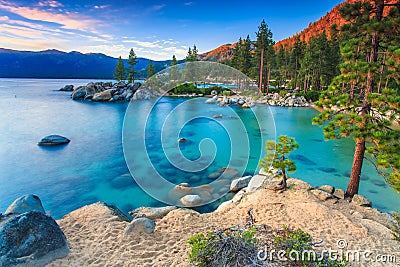 Lake Tahoe at sunset Stock Photo