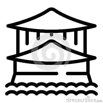 Lake temple icon outline vector. Japan kyoto Vector Illustration