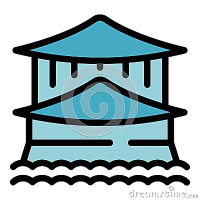 Lake temple icon vector flat Vector Illustration