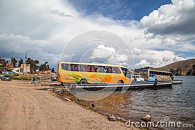 Lake Titicaca Ferry Crossing Editorial Stock Photo