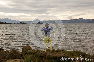 Lake toba in evening, medan, Indonesia Editorial Stock Photo