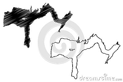 Lake Todos los Santos (South America, Republic of Chile) Vector Illustration