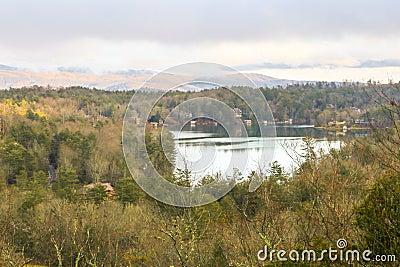 Lake Toxaway from the Mountain Top Stock Photo