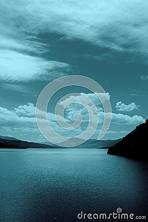 Lake under the moonlight Stock Photo