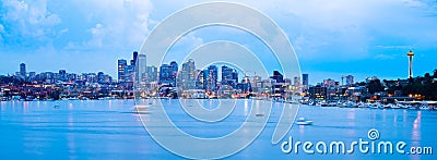 Lake Union and downtonw city skyline of Seattle Stock Photo