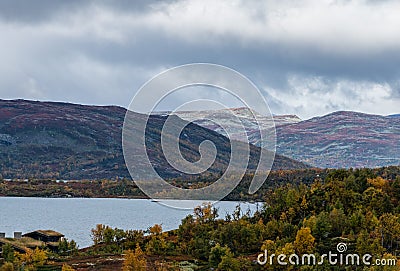 Lake Ustevatn in the municipality of Hol in the county of Viken, Norway Stock Photo