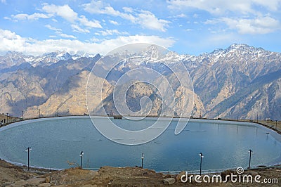 Lake view in auli, Uttrakhand Stock Photo