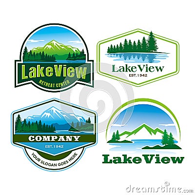 Lake view logo , river vector logo Vector Illustration