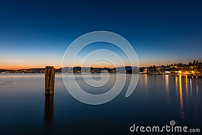 Sirmione Lake view on Lake Garda at night Stock Photo