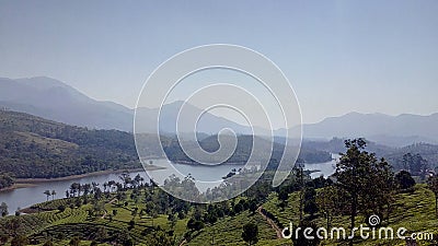 Lake view from vaalpaarai hills at Tamil Nadu in india Stock Photo
