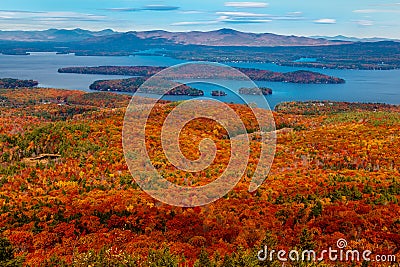 Lake view from Colorful Autumn Mountain Stock Photo