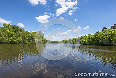 A lake in Virginia Water Park in Surrey, UK Stock Photo