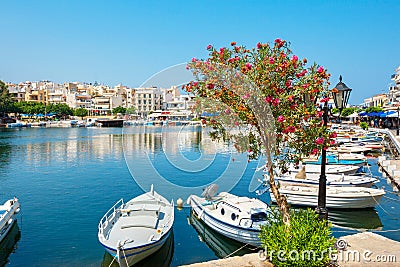 Lake Voulismeni. Agios Nikolaos, Crete, Greece Stock Photo