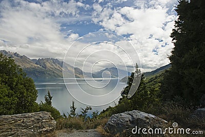 Lake Wakatipu landscape Stock Photo