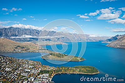 Lake Wakatipu and The Remarkables at Queenstown, New Zealand Stock Photo