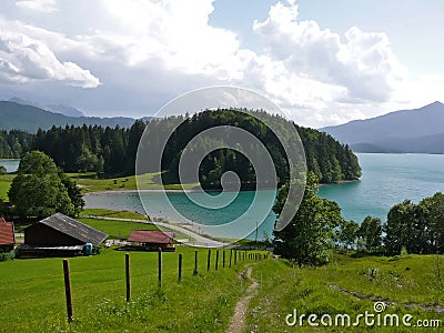 Lake Walchensee in the Bavarian Alps Stock Photo