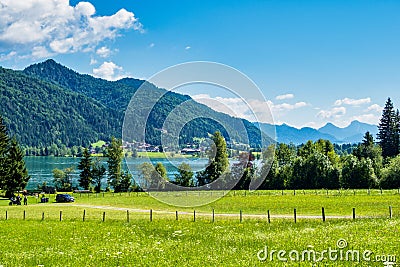 Lake Walchsee near Koessen at the Wilder and Zahmer Kaiser in Tirol, Austria Stock Photo