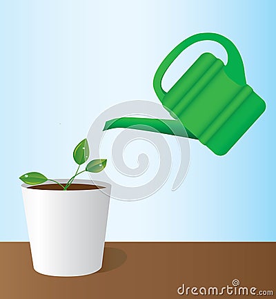 Lake watered growing green sprout Vector Illustration