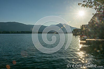 Lake Wolfgang in sunset Stock Photo