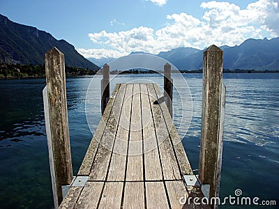 Lake wooden bridge Stock Photo