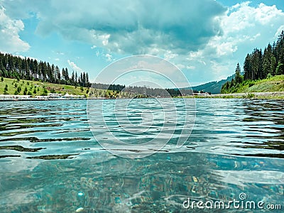 The Lake of Youth in Bukovel in summer Stock Photo
