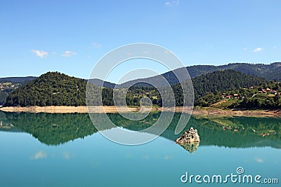 Lake Zaovine Tara mountain landscape summer Stock Photo