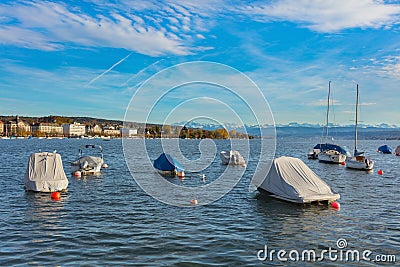Lake Zurich in Switzerland at the end of October Stock Photo