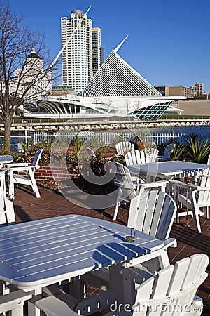 Lakefront restaurant in Milwaukee Editorial Stock Photo