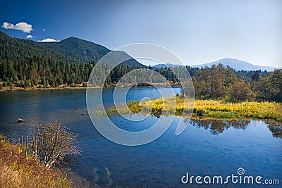 Lakeland with meadow in Montana Stock Photo