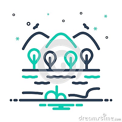 Mix icon for Lakes, loch and lough Vector Illustration