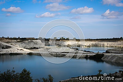 Lakes in limestone quarry. Stock Photo