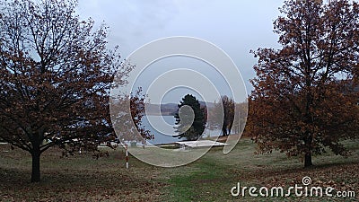 Lakescape view in a cloudy autumn day Stock Photo