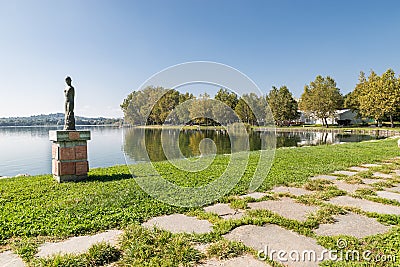 Lakeside of Gavirate and Varese lake, province of Varese, Italy Editorial Stock Photo