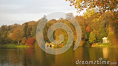 Lakeside scene in an evening in Autumn Stock Photo