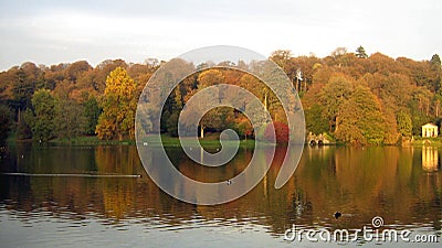 Lakeside scene in an evening in Autumn Stock Photo