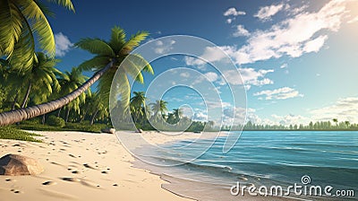 lakeside view with palm trees and blue sky Stock Photo