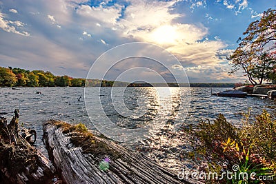 A lakeside view with wind Stock Photo