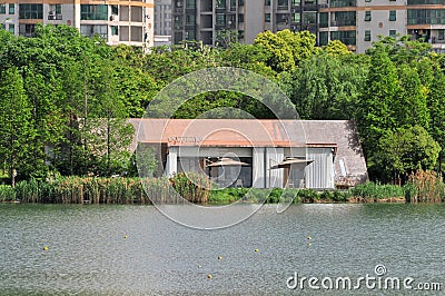 the lakeside villa in Changsha West Lake Park Editorial Stock Photo