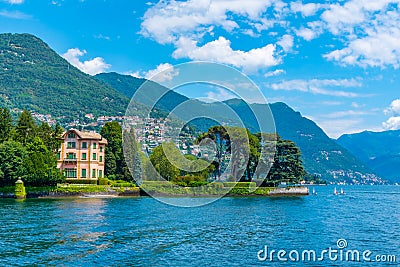 Lakeside villa at Tavernola town at Lake Como, Italy Stock Photo