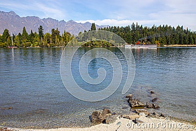 Lakeside of Wakatipu lake in Queenstown, NZ Stock Photo