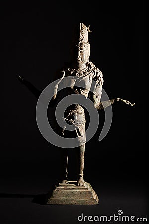 Lakshmi Hindu Goddess of wealth prosperity and fortune. Traditional antique bronze statue. Stock Photo