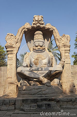 Lakshmi Narasimha statue at Hampi, Karnataka, India Stock Photo