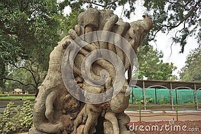 Lalbagh Botanical Gardens tree carvings, Bangalore Editorial Stock Photo