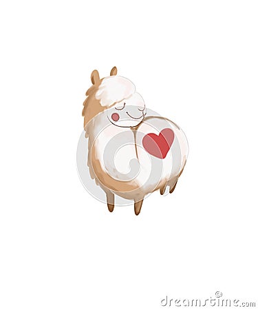 Lama cute animal heart beautiful funny Stock Photo