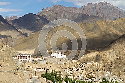 Lamayuru monastery panorama at Himalayas Stock Photo