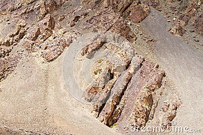 Lamayuru moonland - Picturesque lifeless mountain landscape on a section of the Leh-Kargil route in the Himalayas Stock Photo