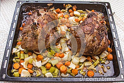Lamb baked in the oven Stock Photo