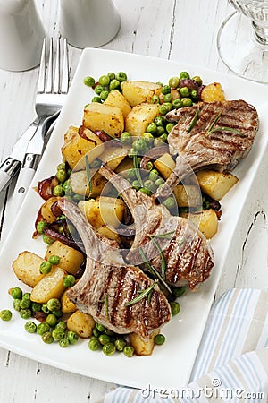 Lamb Cutlets Dinner Stock Photo