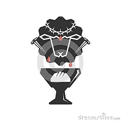 The Lamb of God who took upon himself the sin of the world, and the symbols of the sacrament. Vector Illustration