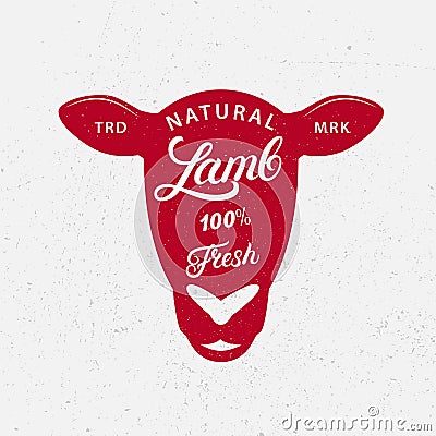 Lamb logo, label, print, poster for butcher shop, farmer Vector Illustration